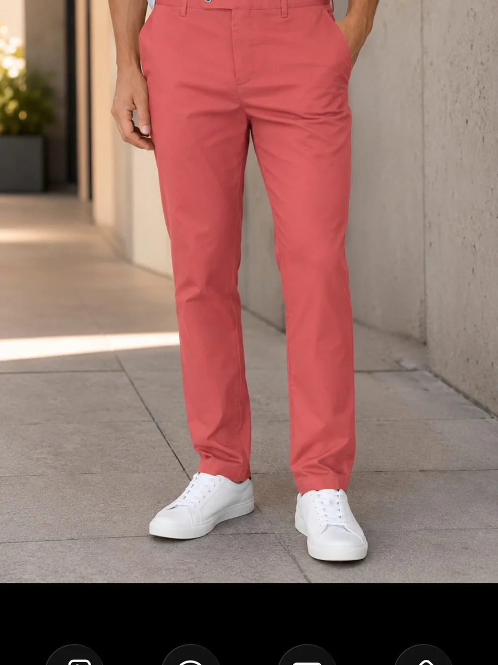 Men's Slim Straight Chinos in Coral